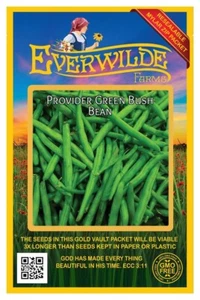 100 Provider Green Bush Bean Seeds - Everwilde Farms Mylar Seed Packet - Picture 1 of 3