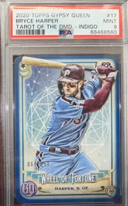 Tarot 2020 Topps Gypsy Queen diamante índigo Bryce Harper #17 PSA 9/250 Pop 1 - Imagen 1 de 3