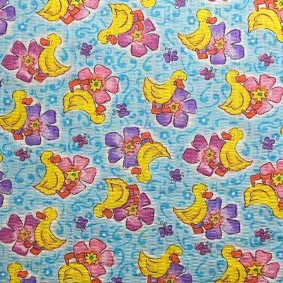 HALF-YARD Ducks & Flowers Plisse Textured Fabric - Quilt Craft Sew - Image 1 of 3