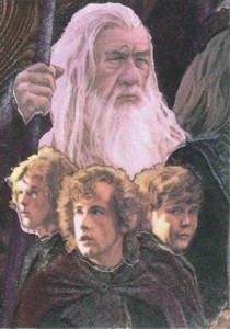 2008 Topps Lord of the Rings Masterpieces II Etched Foil #4 Gandalf and Hobbits