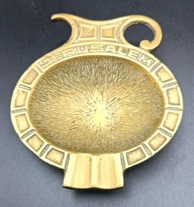POSACENERE VINTAGE ISRAELIANO GERUSALEM BRONZO 5" A FORMA DI ANFORA c1970 g - Foto 1 di 2