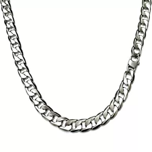 "Collar de 8 mm para hombre cadena de plata bordillo cubana hip hop joyería masculina 7""-36" - Imagen 1 de 20