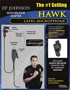 New Hawk Lapel Microphone w/ Quick Release for EF JOHNSON Viking 51SL 5100 7700 - Picture 1 of 2