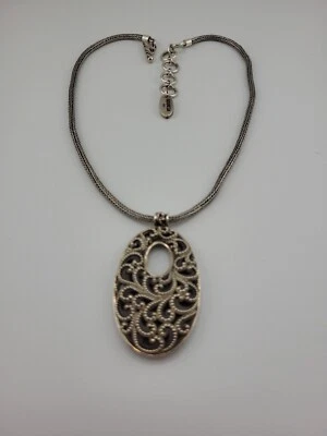 Colar de corrente vintage Lois Hill prata esterlina pingente pesado  - Imagem 1 de 4