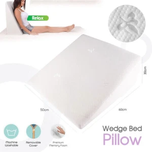 Wedge Bed Pillow Helps with Sleep & Acid Reflux Elevated Supportive Cushion - Picture 1 of 9