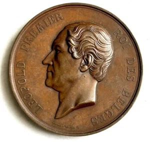 BÉLGICA INAUGURACIÓN CONGRESO GRAN MEDALLA DE BRONCE 1859 POR LEOPOLD WIENER - 3 3/8" - Imagen 1 de 4
