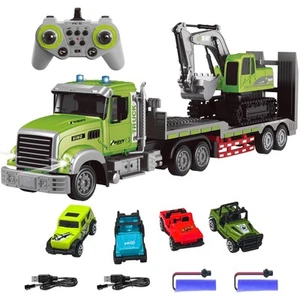 RC Semi Truck Excavator Toy Set 1:12 RC Semi Trailer Truck with Sound and Light - Picture 1 of 7
