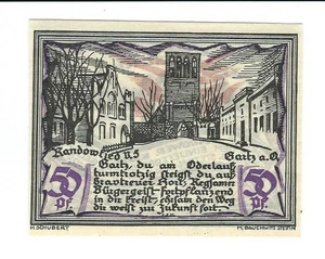 Dinero de emergencia - Randow - Kreis Randow - Szczecin - 50 Pf. - 1921 - Randowlied - versículo 5 - Imagen 1 de 2