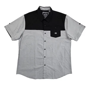 Parish Nation schwere Baumwolle Kurzarm Hemd Herren 3XL schwarz grau Neu mit Etikett Taschen - Bild 1 von 16
