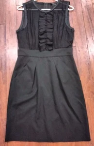 BCBG MaxAzria Black Ruffle Detail Sheer Back Pencil Dress Size 4-Formal Party - Picture 1 of 7