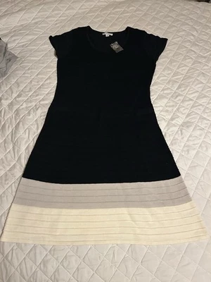 Isaac Mizrahi свитер платье черный желтовато-коричневый серый цвет блок женщин размер средний новый - Изображение 1 из 4