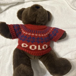 Vintage Ralph Lauren Polo Teddy Bear. Red Sweater. 2000 Bendable Legs - Picture 1 of 5