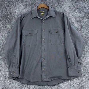 Cabelas Canvas Shirt Men's Large Gray Field Hunting Safari Utility Workwear - Picture 1 of 10