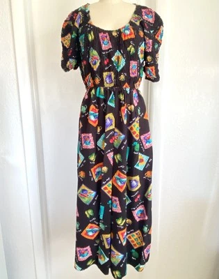 Lindo Vestido Cottagecore Vintage Estampado de Fiesta de Té Fruta Colorido Talla 10 M Foto 1 de 4