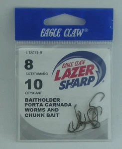Eagle Claw L181GH-8 Bait holder Hook Bronze Offset Down Eye Size 8 10CT - Picture 1 of 2