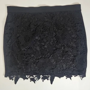 Minifalda American Eagle para mujer talla 12 negra floral encaje bruja gótica noche fuera - Imagen 1 de 9