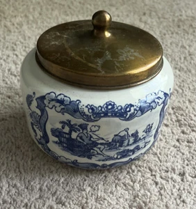 Vintage Goedewaagen Tobacco Jar w/ Brass Lid Dutch Scene, Imprinted #1463 - Picture 1 of 5