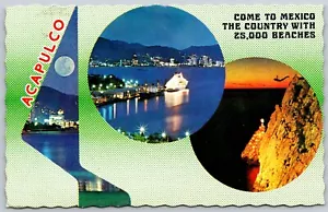 AK Mexiko Panorama von Acapulco Multi View Nacht 25.000 Strände Guerrero - Bild 1 von 2