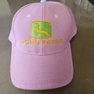 Pink John Deere Green Logo Baseball Cap Hat Hook and Loop - Picture 1 of 7