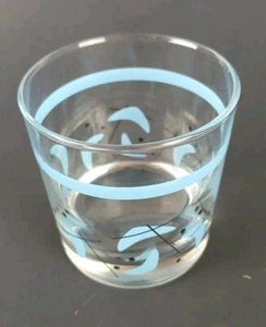 VTG Federal Amoeba Atomic Boomerang Turquoise 8oz Old Fashions Glasses - 3.5" - Picture 1 of 4
