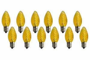 LED C7 Bulb E12 Candelabra Base 130V 0.37W UL 3 LEDs(Yellow, Pack of 12) - Picture 1 of 2