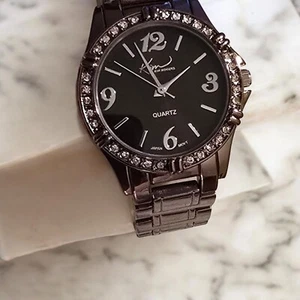 Kim Rogers Quartz Watch With Black Dial & Rhinestone Bezel READ (JB1) - Picture 1 of 9