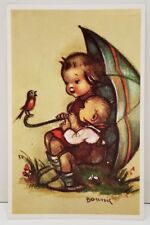 Alfred Mainzer Hummel Like Sweet Little Children with Bird Umbrella Postcard H20