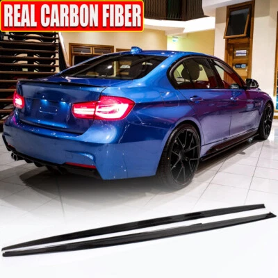 For BMW F30 328i 335i MSport 2013UP REAL CARBON Side Skirt Extension Lip Spoiler - Image 1 of 4