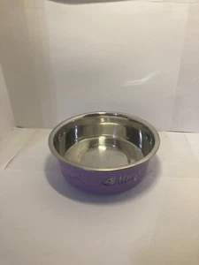 Cuenco para gatos de acero inoxidable / morado con diseño de espina de pescado - Imagen 1 de 3