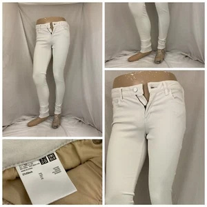 Uniqlo Jeans Sz. 27 White Flat Front Cotton Blend Slim Fit YGI Y1-616 - Picture 1 of 10