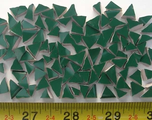 100 Pieces of Small Green Triangle Broken China Mosaic Tiles. Small 1/4" Tiles - Picture 1 of 5