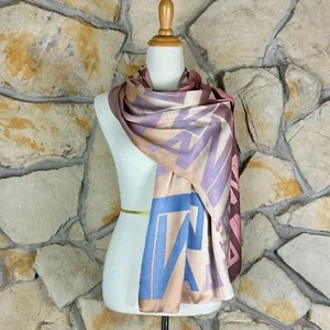 Sciarpa Lavin Collection Vintage Logo Ombré Marrone Rosa | OS - Foto 1 di 5