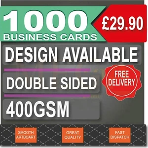 1000 Business Cards Printed, FULL COLOUR, DOUBLE SIDED, 400GSM, FAST DISPATCH - Picture 1 of 1