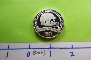 KANSAS CITY CHIEFS 1997 AFC WESTERN DIVISION CHAMPIONS 999 SILVER COIN 4K4 - Picture 1 of 2