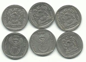 NICE LOT 6 SOUTH AFRICA 2 RAND-1989,1990,1991,2000,2003,2008-JUN160 - Picture 1 of 1