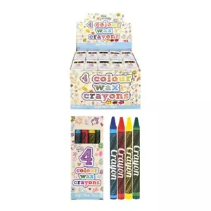 1-250 Packs 4 Mini Colouring Wax Crayons Kids Party Bags Fillers Toys Lucky Dip - Picture 1 of 3