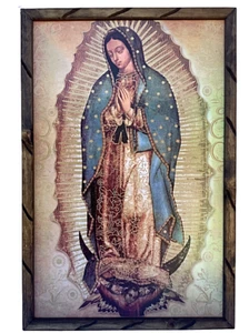 Virgen De Guadalupe Imagen 36”x24” Cuadro Rustico Our Lady Of Guadalupe,New - Picture 1 of 2