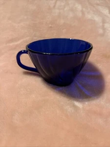 Duralex Vereco France Rivage Cobalt Blue Glass Swirl Tea Cup REPLACEMENT - Picture 1 of 6
