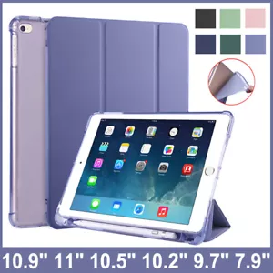 PU Smart Cover Case For iPad 10.2 8th 7th 10.9 Air 4 6th 9.7 With Pencil Holder - Picture 1 of 20