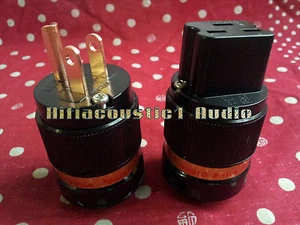 1Set HIFI Audio US Male Pure Copper 20A IEC Female power Plug Connector - Picture 1 of 1