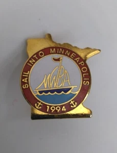 Vintage Sail Into Minneapolis 1994 MWBA Bowling Pin Reversweste Hut Emaille Award - Bild 1 von 9