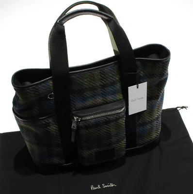 Bolso de Mano Paul Smith Nuevo con Etiquetas Tejido con Correa en Verde/Azul/Multi Cuadros Cuadros a Cuadros Foto 1 de 4