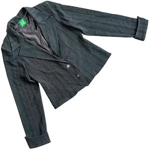 SLAY (Italy) Iridescent Blended Weave Wide Fish Mouth Blazer Gray : M - Picture 1 of 3