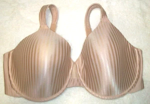 NEW PLAYTEX 40DD BEIGE SATIN STRIPE FULL COVERAGE UNDERWIRE SEAMLESS BRA~4747 - Picture 1 of 9
