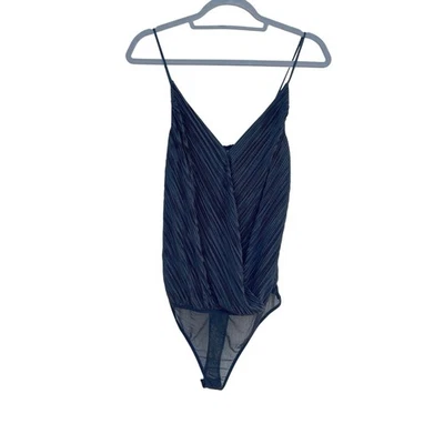 ASTR the Label Black Pleated Body Suit, Faux Wrap, Spaghetti Straps, sz S - Image 1 of 4