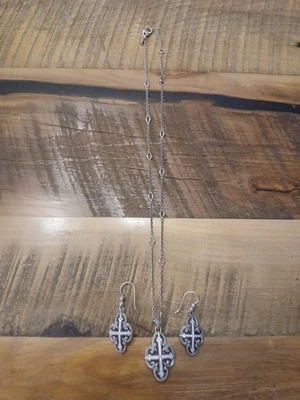 Scott Kay Sterling Silver 925 & Diamonique Cross  W/  Chain 20" And Earings - Image 1 of 4