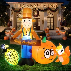 Thanksgiving Inflatable Outdoor Decoration, 5.6FT Inflatables Scarecrow Yard Dé - Picture 1 of 7