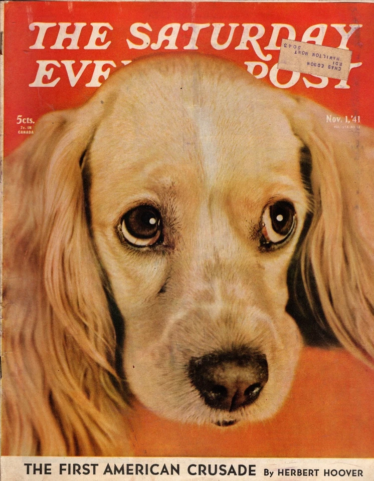 1941 Saturday Evening Post November 1 - Cocker Spaniel; Antiques; Football - Image 1 of 1