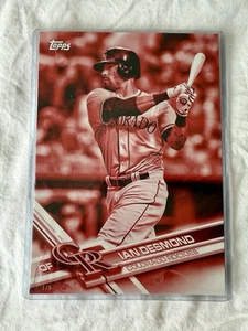 RED /5 2017 Topps Ian Desmond 1/5 Colorado Rockies #COL-5 SSP RARE Jumbo 5x7 - Picture 1 of 7