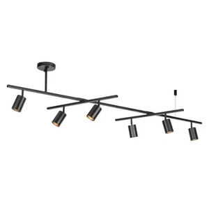 Globe Electric West 64 in. 6-Light Matte Black Track Lighting Center Swivel Bars - Picture 1 of 7